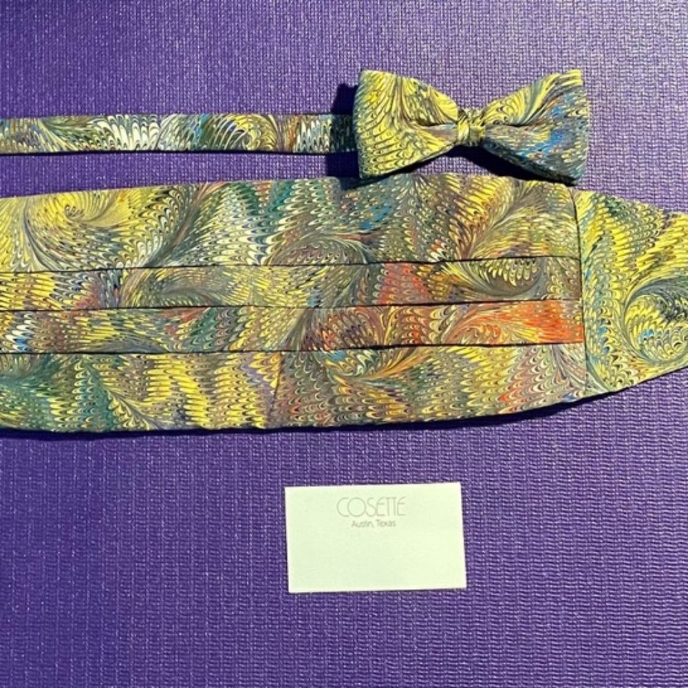 marbelized cummerbund and matching bowtie